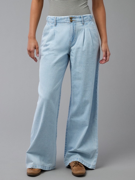 American Eagle Outfitters Denim - American Eagle Women 14 Light Wash Strigid High-Waisted Wide Leg Trouser Jean